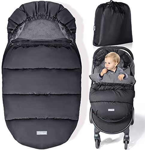 Orzbow Universelle Chancelière pour Poussette, Imperméable et Froide Sac de Couchage Bébé avec Sac de Rangement,Doublure Chaude en Polaire,Amovible Hiver Chaud Nids d'ange Couverture (Noir)