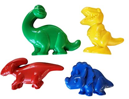 Gowi 550-21 Dinoförmchen - Set 4 im Netz, Sandspielzeug, Farbe Weiß.