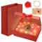 Idota Geschenkbox mit Deckel, Geschenkschachtel Schwarz, Geschenkkarton mit Schleife, Tasche, Farbband, Licht, Raffia, Grußkarten,Geschenkboxen für Hochzeit Geburtstag Weihnachten Jubiläum (Rot)