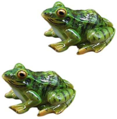 FONDOTIN 2stücke Frosch Deko Figuren Garten Landschaftsdekoration Tierstatuen Ornamente Harz Material Feine Verarbeitung Exquisites Design
