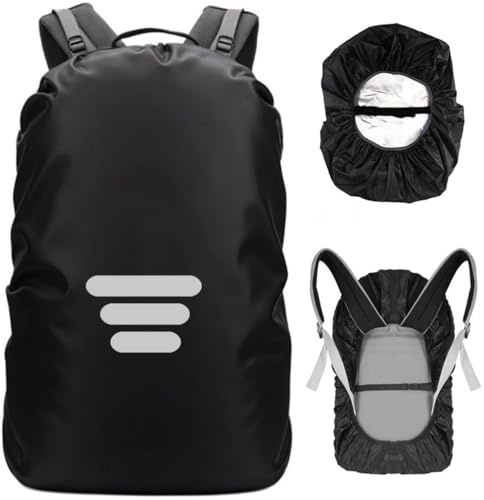 SHOCHX Waterproof Backpack Rain Cover with Three Reflective Strap, 1 Adjustable Anti Slip Cross Buckle Strap for Anti-Dust and Anti-Theft, Rainproof Snowproof, M for 26-40L Backpack, Black