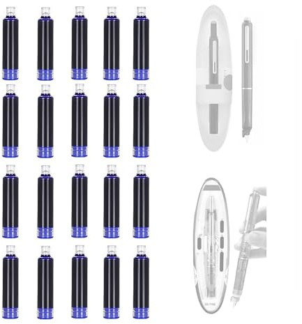 lmoikesz 20 cartuchos de tinta DS-1784 para pluma estilográfica retráctil, recargables, suaves y fáciles de reemplazar, de secado rápido, compatibles con bolígrafo DS-7158/DS-784, color azul borrable