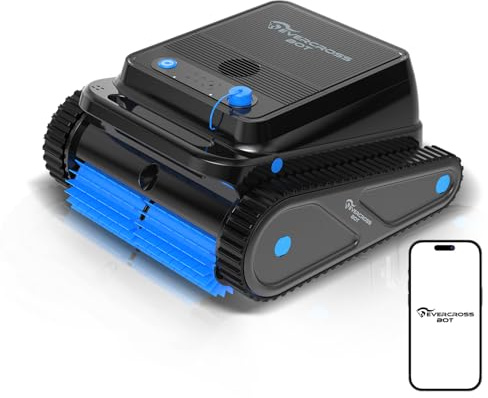 EVERCROSS BOT U8 Robot Piscina Senza Fili, Pulizia Fondo, Pareti e Linea Galleggiamento, 4 modalità, 120 Min di Autonomia, Navigazione Intelligente, Parcheggio Automatico, Fino a 200㎡ (Nero-APP)