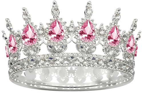 Chuanhylis Girl Couronne Princesse, Shiny Diademe Femme, Belle Diademe, Peut Être un Cadeau pour un Mariage, Photographie, Fête D'anniversaire a Porter（Pink）