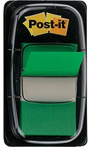 3M Post-it 25mm Index Flags with 12 Dispensers Each With 50 Flags - Green