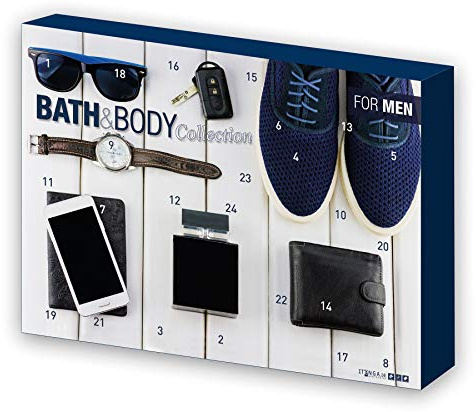 itenga Adventskalender für Männer und Jungen gefüllt Bath & Body for Men - abwechslungsreicher Kosmetik- Inhalt für Körperpflege, Hautpflege & Badespaß, verführerische Düfte…