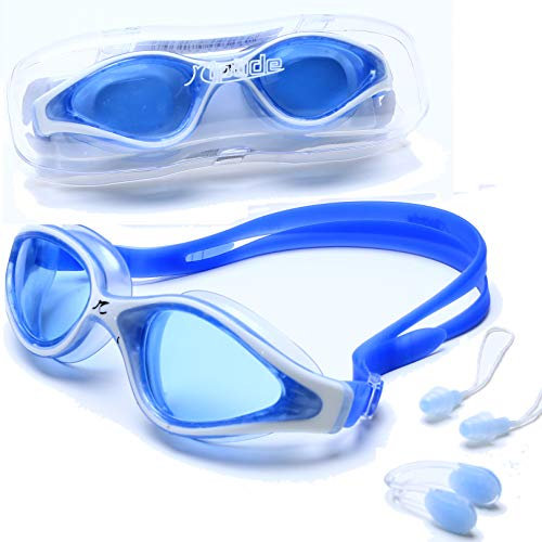 riptide Schwimmbrille - Taucherbrille ohne Nase in schwarz I mit Ohrenstöpsel und Nasenklammer I blau