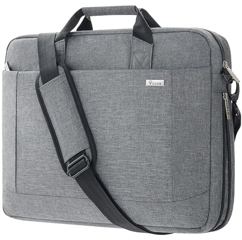 Voova große Laptoptasche für 14 15 15,6 16 Zoll Laptop, 30% mehr Kapazität, Innenfächer, verdickt wasserdicht Notebook Tasche, kann auf dem Koffer, kompatibel mit Macbook Dell HP, Grau