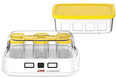 SEB La Yaourtiere 2 Avec écran LCD 2 Programmes automatique Yaourt 8 pots Fromage Blanc Frais 1 L Livret de recettes inclus YG500210