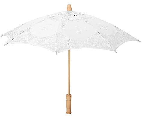 Nobranded Fdit broderie de fleurs de dentelle de mariage à la main, Parasol mariée mariée Parasol photographie décoration parapluie(L-blanc)