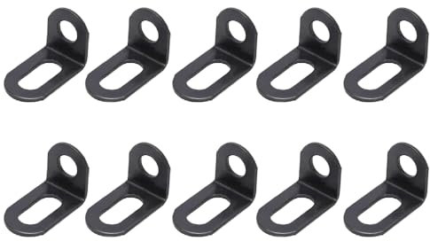 Winkelhalterungen, Edelstahl, 90 Grad, rechtwinklige Eckwinkel, L-förmige Eckstrebe, Eckverbinder für Bücherregale, Möbel, Schränke (31 x 18 x 20 mm, schwarz), 10 Stück