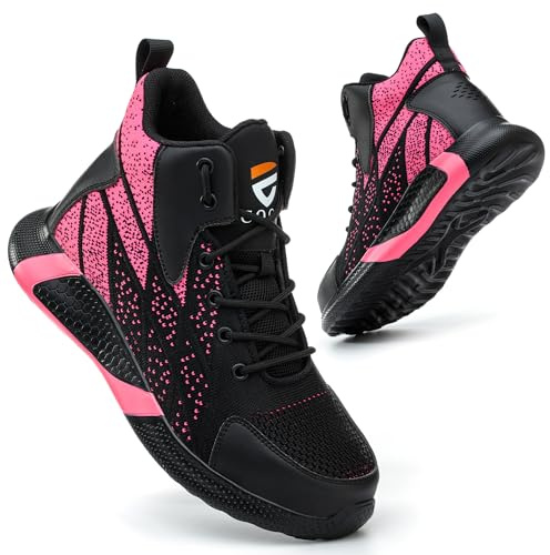 COOU Botas de Seguridad para Hombre Ligeros Zapatos de Seguridad Mujer Transpirable Calzado de Seguridad Punta de Acero Botas de Trabajo Rosa 39