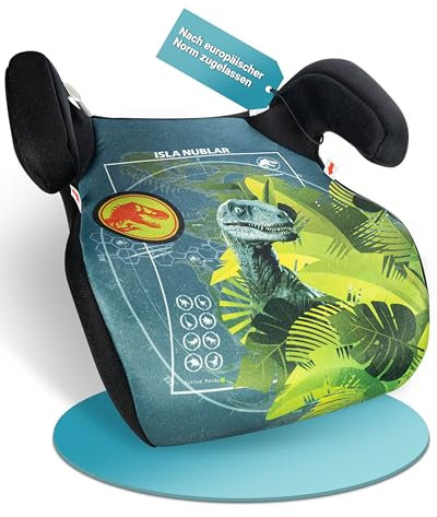 HiTS4KiDS Kindersitzerhöhung Jurassic World – Praktisch & komfortabel – Geprüfte Sicherheit – Niedliches Lieblingsmotiv für Jungs
