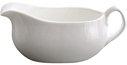 Saucer 3.3Oz/8.4Oz/13OzCeramic Sauce Boat with Handle, Gravy Sauce Boat Is Used in Family Kitchens and Restaurants(White) Dish(L)