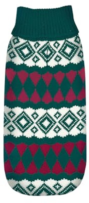 Record - Maglioncino per Cani Cervinia Verde e Rosso, Taglia XXS, Lunghezza Dorso 25cm. Maglione per Cani Realizzato a Maglia con Filati Caldi e Morbidi per un Comfort Ottimale e Stile Elegante