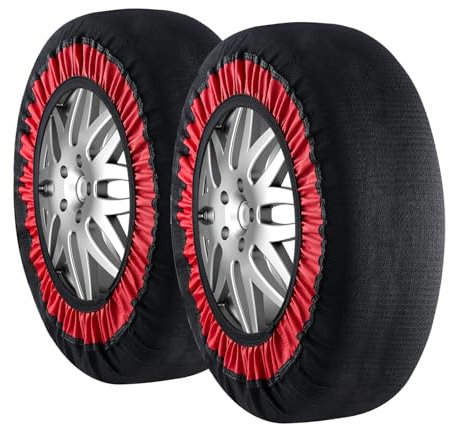 VEVOR Thickened Snow Socks for Tires, Polyester Fiber Tire Socks with Elastic Straps, Snow Traction Tire Cover for Car, SUV, Pickup and Truck (Pack of 2)-Extra Large