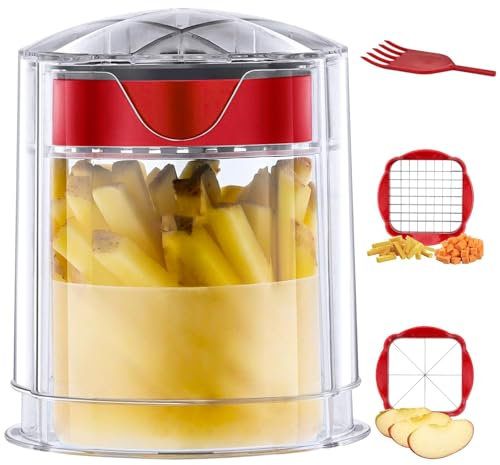 Zyluniy Taglia Patate a Bastoncino, tagliapatate per patate fritte e patate con 2 lame in acciaio inox, taglierina per Cetrioli, Patate, Carote e frutta, taglio veloce