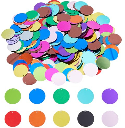 DICOSMETIC 600 Pezzi Grandi Paillette Piatte Rotonde per Lavori Manuali, Glitzersteine 28,5mm in PVC per Cucito, Fai da Te, Gioielleria, Decorazione per Abbigliamento, Scarpe, Vestiti