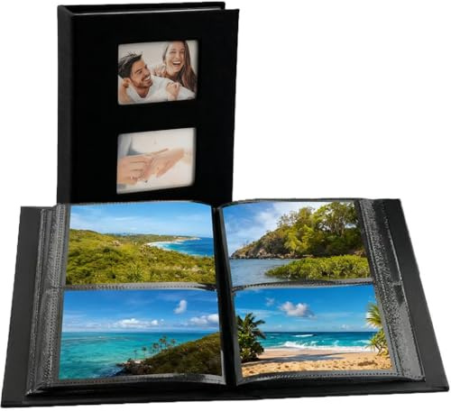 Album Fotos 10x15 200 Fotos, AlbumFotos Negro, AlbumFotos 10x15, Albunes para Fotos,álbum Insertable de Linocon 200 Bolsillos, para Boda, Familiar