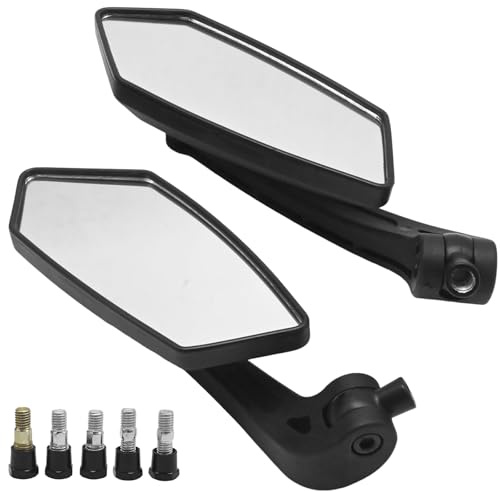 MospdyGear Universal 1 Pair Motorcycle Side Mirrors, Adjustable Rearview Mirrors for 8mm/10mm Threads, Compatible with Honda, Compatible with Suzuki And More