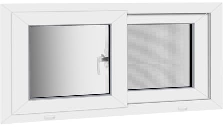 NOOTA Vinyl Basement Window,32 x 14(14&16&18&20), Basement Sliding Window with Double Glazing,Sliding Windows with Screen Windows（White）