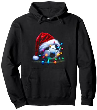 Ballon de Football Festif avec Bonnet de Père Noël et lumières colorées Sweat à Capuche