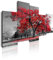 DekoArte 16 - Modernes Bild, digitalisierter Kunstdruck | Dekoratives Bild für den Salon oder das Schlafzimer | Landschaft | Rote Bäume | Natur | 5 Teile, 150 x 95 cm