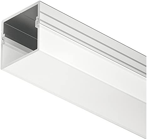 GedoTec Aluminium-Profil LED-Unterbau-Profil 2500 mm Profilleiste für LED-Streifen Beleuchtung | Alu silber eloxiert | Streuscheibe milchig transparent | 10 Stück - Einbauprofil inkl. Endkappen