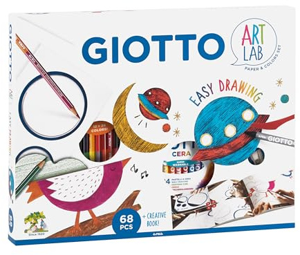 GIOTTO Art Lab Einfaches Malen, Kreativset mit Papier, Farbstiften und Accessoires, 68-teilig, 1 unità (Confezione da 1)
