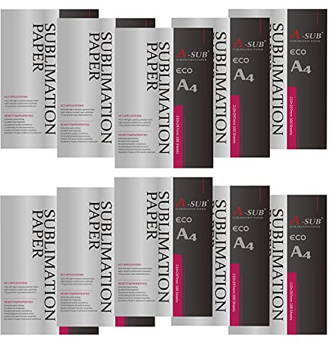 A-SUB Carta per sublimazione A4, 210x297mm, 1000 fogli, compatibile con stampanti a sublimazione EPSON, SAWGRASS, RICOH, Brother