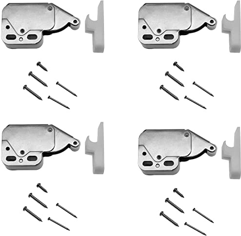 GWYAN Lot de 4 verrous automatiques à ressort avec système de verrouillage tactile pour serrure à ressort autobloquante pour porte d'armoire, serrure de sécurité pour meubles