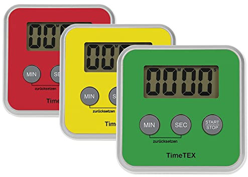 TimeTEX Reloj digital compacto verde – Cronómetro con hora precisa en segundos – silencioso – con señal de desagüe – con pilas – 8 cm x 8 cm – 61908