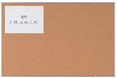 BoardsPlus Economy Lavagna In Sughero Naturale Con Cornice Grigio, 90 x 60 cm