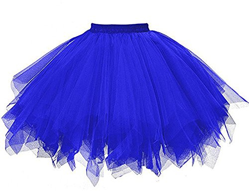 Jupe en tulle pour femme, ballet, danse, tutu vintage années 50 cocktail swing, princesse, jupon court, élégant, formel, A-Bleu, Taille unique