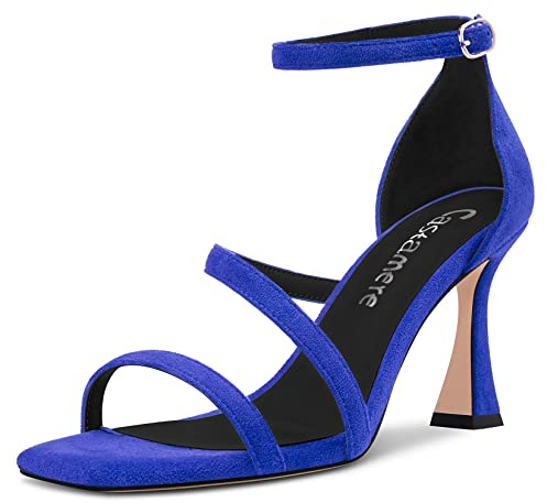 Castamere Mujer Medio Heel Abierta Punta Sandalias Correa Tobillo de Boda Dress 8.5 CM Heels