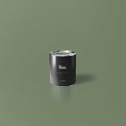 New Walls Premium Peinture murale Vert, Kaki Liquid Luxury Peinture émulsion d'intérieur - 1 L