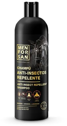 MENFORSAN Champú Anti-Insectos Repelente para Caballos, 1L | con Margosa, geraniol y lavandino | Bio, 100% Natural | Eficiente contra Moscas y Tabanos