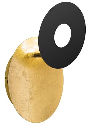 Fischer & Honsel Lampada da parete Hennes, colore foglia dorato/nero sabbia, lunghezza: 18 cm, larghezza: 14 cm, sporgenza parete: 7,30 cm, 1 LED da 7 Watt, 3000 K, incl. 840 lm, EEG: F | 30481