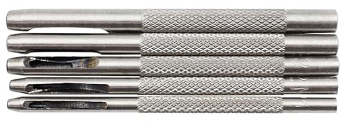 POFET 6 PCS Hole Punch Set, 1.5mm to 4mm Leather Punching Tool Kit, Round Hollow Punch Set for Watch Strap Canvas Paper Plastic, Stainless Steel Hole Punch Set