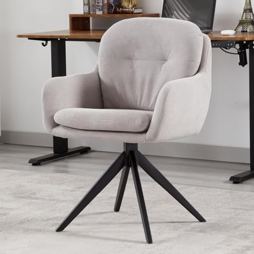 Ya-Home Poltrona Salotto Girevole Poltrona Imbottita in Tessuto Poltroncina Moderna Sedia da Scrivania Sedie Ufficio Non-Regolabile per Camera da Letto/Ufficio, Grigio