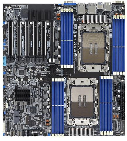 ASUS Z13PE-D16 Server Motherboard Socket Intel LGA 4677 (E-ATX, Intel Xeon, Supports up to 3 PCIe Cards, 16x DDR5 4700 RDIMM for up to 4TB RAM, Dual M.2 with PCIe 5.0 x4, Dual Intel 10Gbps LAN)