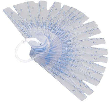 AUNMAS Spessimetro in Plastica, Strumento di Misurazione di Precisione a 20 Foglie per Spazi Ristretti da 0,05 a 2 Mm Applicazioni Automobilistiche Ed Elettroniche