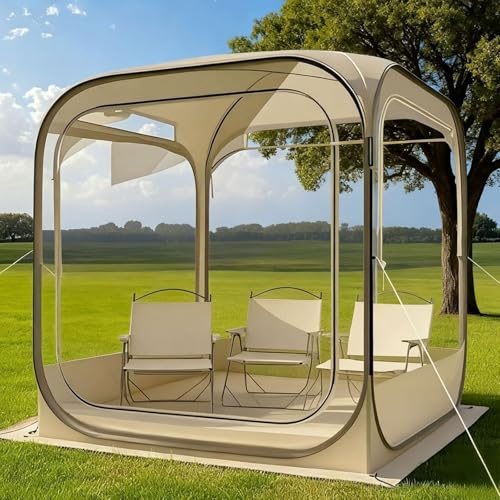 Tienda de Campaña de Burbujas Emergente Instantánea, Tienda de Campaña de Cúpula Instantánea Transparente Resistente a la Intemperie para 1-2 Personas, Cenador Al Aire Libre Plegable con Pantalla