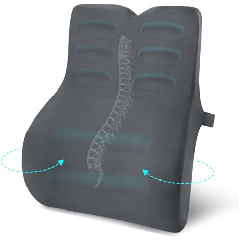 Retazly Cojín Lumbar Ergonómico, Almohada Lumbar, Respaldo de Espuma Viscoelástica para Silla de Oficina, Coche y Gaming, Mejora la Postura y Alivia Dolor Lumbar, Funda Lavable, Gris