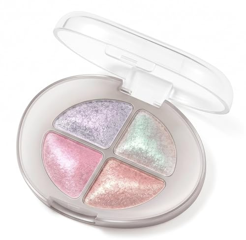 Palette Ombretti Glitter con Duochrome Olografico Metallico Brillante, Ombretto Cremoso Cangiante per Trucco Occhi Scintillante