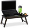 Relaxdays Bambus Laptoptisch, HBT: 25x60x35cm, höhenverstellbare Laptopablage, klappbar, mit Schublade, dunkelbraun
