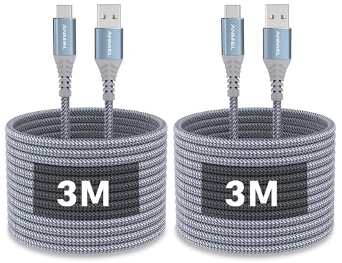 USB C Cable 3M [2 Pack] 3A Fast Charging cable,Braided USB A to USB C Charger Cable for Samsung Galaxy S10 S9 S8 Plus,Note 10 9 8,LG V20 G8 G7