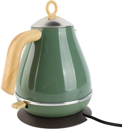 Qcwwy Wasserkocher Edelstahl, Retro Wasserkocher 1.7L Teekessel Heißwasserboiler mit Temperaturanzeige Schnellkochen, Automatische Abschaltung & Trockengehschutz(Grün)