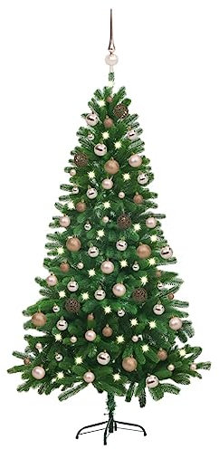 WHOPBXGAD Weihnachtsbaum.künstlicher Weihnachtsbaum.choinka NA pniu.Künstlicher Weihnachtsbaum mit LEDs & Kugeln 180 cm Grünchristmas Trees.Weihnachtsbaum künstlich.Christmas Tree.