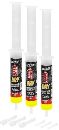 Errecom BKR 3101 Lubricante Cadena Bicicletas DRY- 300 ml(3 x 100 ml), uso Condiciones de terreno Seco y Polvoriento, Jeringa con aplicadores Drop y Huggie System, fórmula fluorescente y perfumada